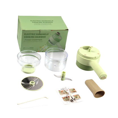 4 in 1 Electric Food Processor Vegetable Cutter Garlic Masher Wireless Grinder Handheld Blender Auto Slicer Kitchen Accessories